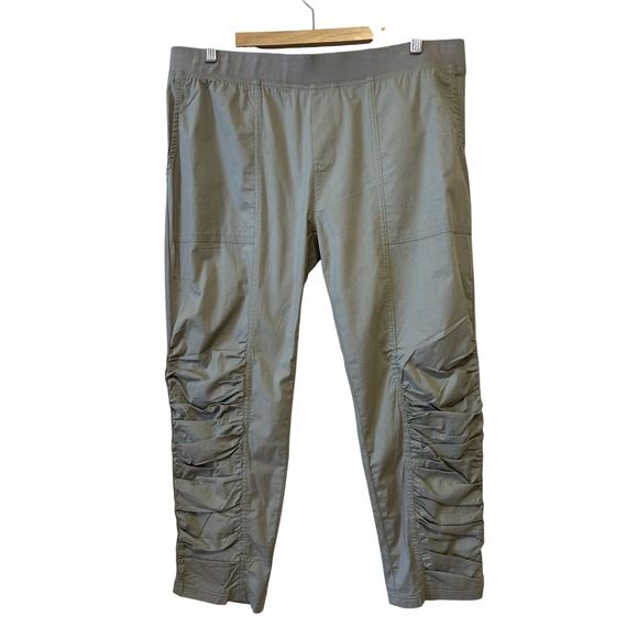 Wearables Pants - Wearables XCVI High Rise Jetter Crop Ruched Leggings Pant XL Olive Stretch NWT